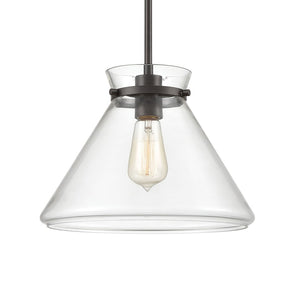 Atlas Mickley 12" Wide Mini Pendant Light - Elegant Oil Rubbed Bronze Fixture with Clear Glass Shade CL11634-BZ