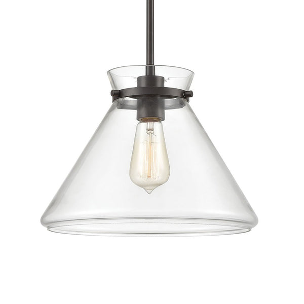 Atlas Mickley 12" Wide Mini Pendant Light - Elegant Oil Rubbed Bronze Fixture with Clear Glass Shade CL11634-BZ