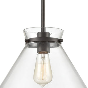 Atlas Mickley 12" Wide Mini Pendant Light - Elegant Oil Rubbed Bronze Fixture with Clear Glass Shade CL11634-BZ