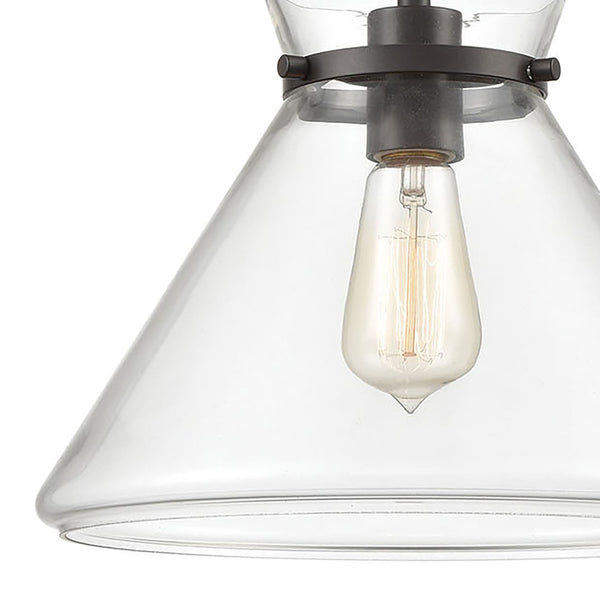 Atlas Mickley 12" Wide Mini Pendant Light - Elegant Oil Rubbed Bronze Fixture with Clear Glass Shade CL11634-BZ