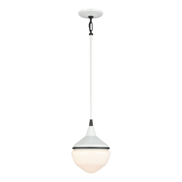 Atlas Mid-Century Schoolhouse Mini Pendant Light - Retro Dome Shade for Warm, Inviting Home Lighting Enamel White 8'' CL11635-WH