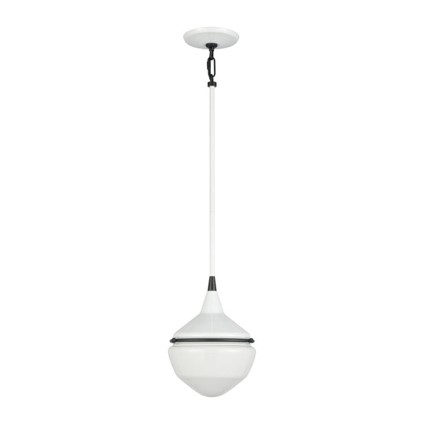 Atlas Mid-Century Schoolhouse Mini Pendant Light - Retro Dome Shade for Warm, Inviting Home Lighting Enamel White 8'' CL11635-WH