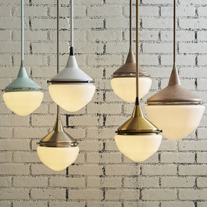 Atlas Mid-Century Schoolhouse Mini Pendant Light - Retro Dome Shade for Warm, Inviting Home Lighting Enamel White 8'' CL11635-WH