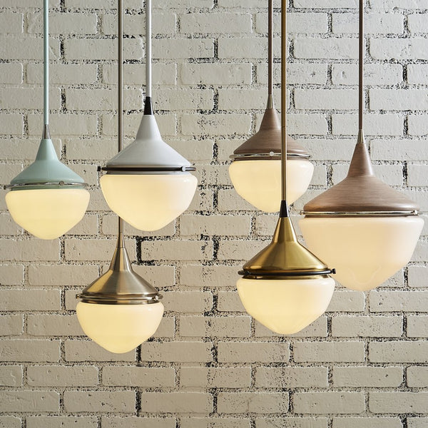 Atlas Mid-Century Schoolhouse Mini Pendant Light - Retro Dome Shade for Warm, Inviting Home Lighting Pecan 12'' CL11636-BN