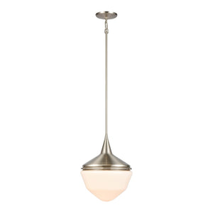 Atlas Mid-Century Schoolhouse Mini Pendant Light - Retro Dome Shade for Warm, Inviting Home Lighting Satin Nickel CL11636-NK