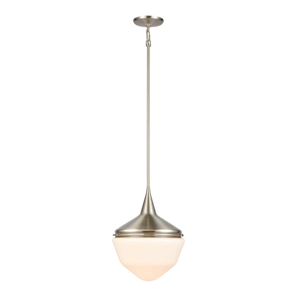 Atlas Mid-Century Schoolhouse Mini Pendant Light - Retro Dome Shade for Warm, Inviting Home Lighting Satin Nickel CL11636-NK