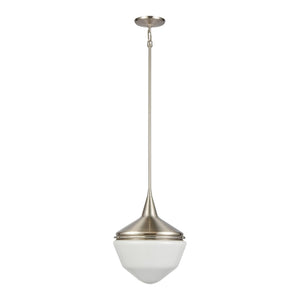 Atlas Mid-Century Schoolhouse Mini Pendant Light - Retro Dome Shade for Warm, Inviting Home Lighting Satin Nickel CL11636-NK