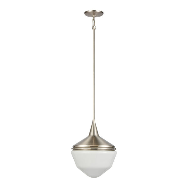 Atlas Mid-Century Schoolhouse Mini Pendant Light - Retro Dome Shade for Warm, Inviting Home Lighting Satin Nickel CL11636-NK
