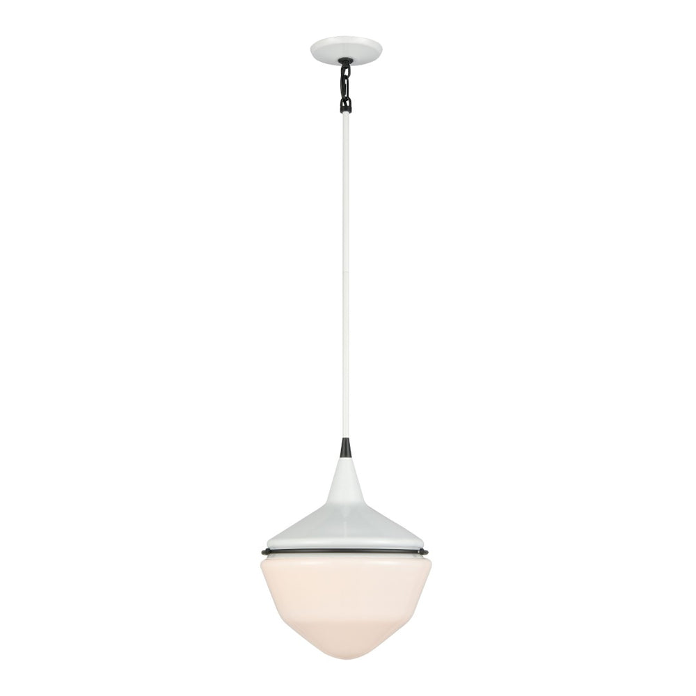 Atlas Mid-Century Schoolhouse Mini Pendant Light - Retro Dome Shade for Warm, Inviting Home Lighting Enamel White 12'' CL11636-WH
