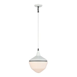 Atlas Mid-Century Schoolhouse Mini Pendant Light - Retro Dome Shade for Warm, Inviting Home Lighting Enamel White 12'' CL11636-WH