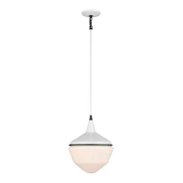 Atlas Mid-Century Schoolhouse Mini Pendant Light - Retro Dome Shade for Warm, Inviting Home Lighting Enamel White 12'' CL11636-WH