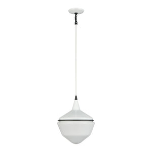 Atlas Mid-Century Schoolhouse Mini Pendant Light - Retro Dome Shade for Warm, Inviting Home Lighting Enamel White 12'' CL11636-WH