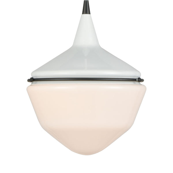Atlas Mid-Century Schoolhouse Mini Pendant Light - Retro Dome Shade for Warm, Inviting Home Lighting Enamel White 12'' CL11636-WH