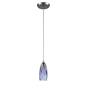 Atlas Milan 1-Light Pendant - Hand-Blown Blue Glass Shade with Elegant Satin Nickel Hardware for Modern Décor Satin Nickel with Starburst Blue Glass CL11637-BL1