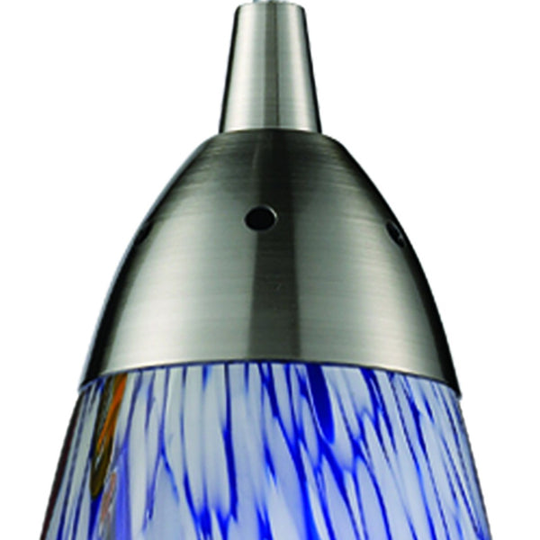 Atlas Milan 1-Light Pendant - Hand-Blown Blue Glass Shade with Elegant Satin Nickel Hardware for Modern Décor Satin Nickel with Starburst Blue Glass CL11637-BL1