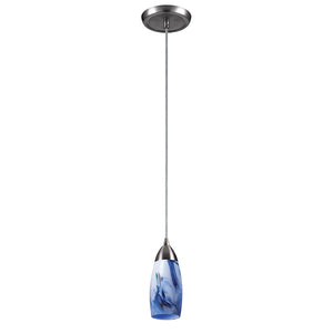 Atlas Milan 1-Light Pendant - Hand-Blown Blue Glass Shade with Elegant Satin Nickel Hardware for Modern Décor Satin Nickel with Mountain Glass CL11637-BL2