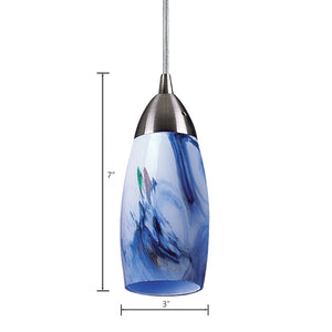 Atlas Milan 1-Light Pendant - Hand-Blown Blue Glass Shade with Elegant Satin Nickel Hardware for Modern Décor Satin Nickel with Mountain Glass CL11637-BL2