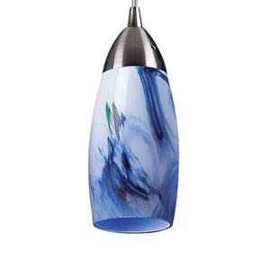 Atlas Milan 1-Light Pendant - Hand-Blown Blue Glass Shade with Elegant Satin Nickel Hardware for Modern Décor Satin Nickel with Mountain Glass CL11637-BL2