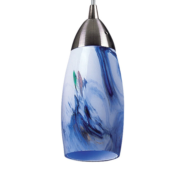 Atlas Milan 1-Light Pendant - Hand-Blown Blue Glass Shade with Elegant Satin Nickel Hardware for Modern Décor Satin Nickel with Mountain Glass CL11637-BL2