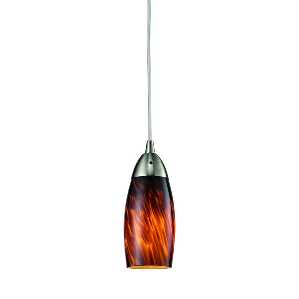 Atlas Milan 3'' Wide 1-Light Pendant - Hand-Blown Glass Fixture for Contemporary Interior Illumination Satin Nickel with Espresso Glass CL11637-BN