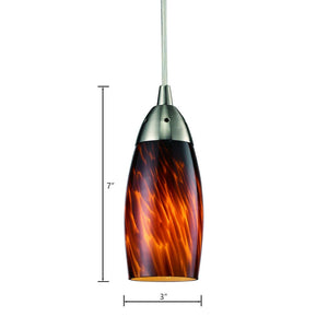 Atlas Milan 3'' Wide 1-Light Pendant - Hand-Blown Glass Fixture for Contemporary Interior Illumination Satin Nickel with Espresso Glass CL11637-BN