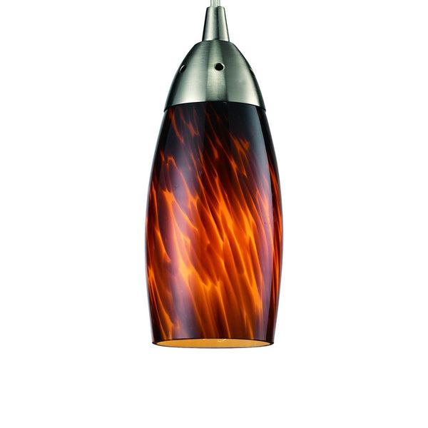 Atlas Milan 3'' Wide 1-Light Pendant - Hand-Blown Glass Fixture for Contemporary Interior Illumination Satin Nickel with Espresso Glass CL11637-BN