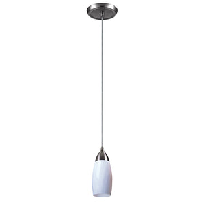 Atlas Milan 1-Light Pendant - Hand-Blown Blue Glass Shade with Elegant Satin Nickel Hardware for Modern Décor Satin Nickel with Simple White Glass CL11637-WH1