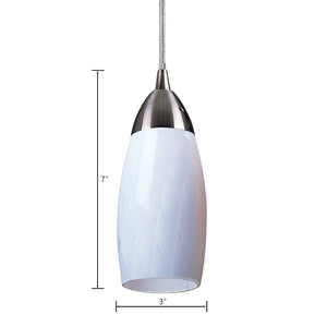 Atlas Milan 1-Light Pendant - Hand-Blown Blue Glass Shade with Elegant Satin Nickel Hardware for Modern Décor Satin Nickel with Simple White Glass CL11637-WH1