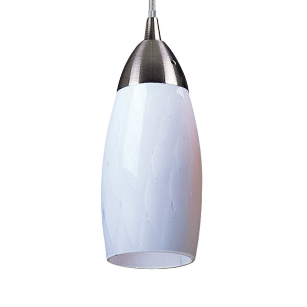 Atlas Milan 1-Light Pendant - Hand-Blown Blue Glass Shade with Elegant Satin Nickel Hardware for Modern Décor Satin Nickel with Simple White Glass CL11637-WH1