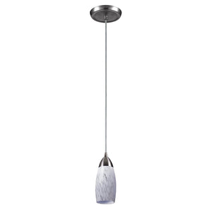 Atlas Milan 1-Light Pendant - Hand-Blown Blue Glass Shade with Elegant Satin Nickel Hardware for Modern Décor Satin Nickel with Snow White Glass CL11637-WH2