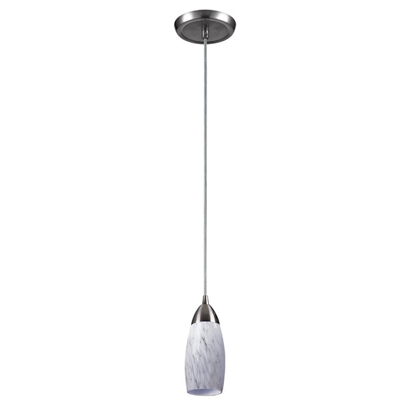 Atlas Milan 1-Light Pendant - Hand-Blown Blue Glass Shade with Elegant Satin Nickel Hardware for Modern Décor Satin Nickel with Snow White Glass CL11637-WH2