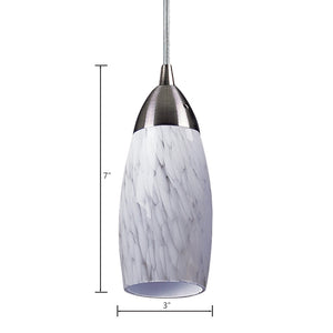 Atlas Milan 1-Light Pendant - Hand-Blown Blue Glass Shade with Elegant Satin Nickel Hardware for Modern Décor Satin Nickel with Snow White Glass CL11637-WH2