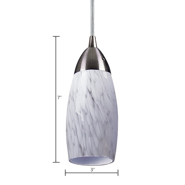 Atlas Milan 1-Light Pendant - Hand-Blown Blue Glass Shade with Elegant Satin Nickel Hardware for Modern Décor Satin Nickel with Snow White Glass CL11637-WH2