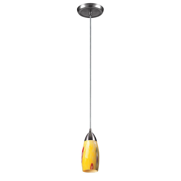 Atlas Milan 3'' Wide 1-Light Pendant - Hand-Blown Glass Fixture for Contemporary Interior Illumination Satin Nickel with Yellow Blaze Glass CL11637-YW