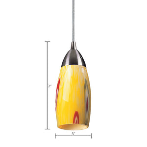 Atlas Milan 3'' Wide 1-Light Pendant - Hand-Blown Glass Fixture for Contemporary Interior Illumination Satin Nickel with Yellow Blaze Glass CL11637-YW