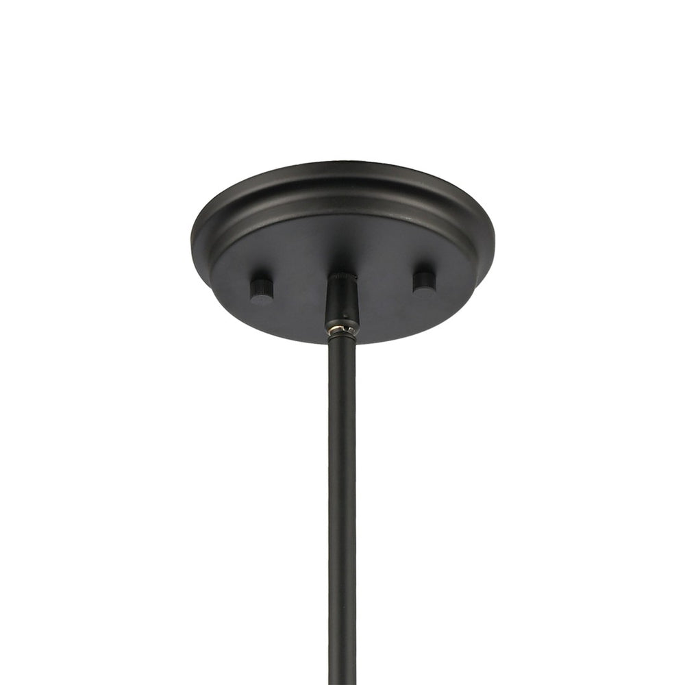 Atlas Millville 5'' Wide Mini Pendant Light - Rustic Industrial Cage Design in Matte Black & Oak Finish CL11638-BK