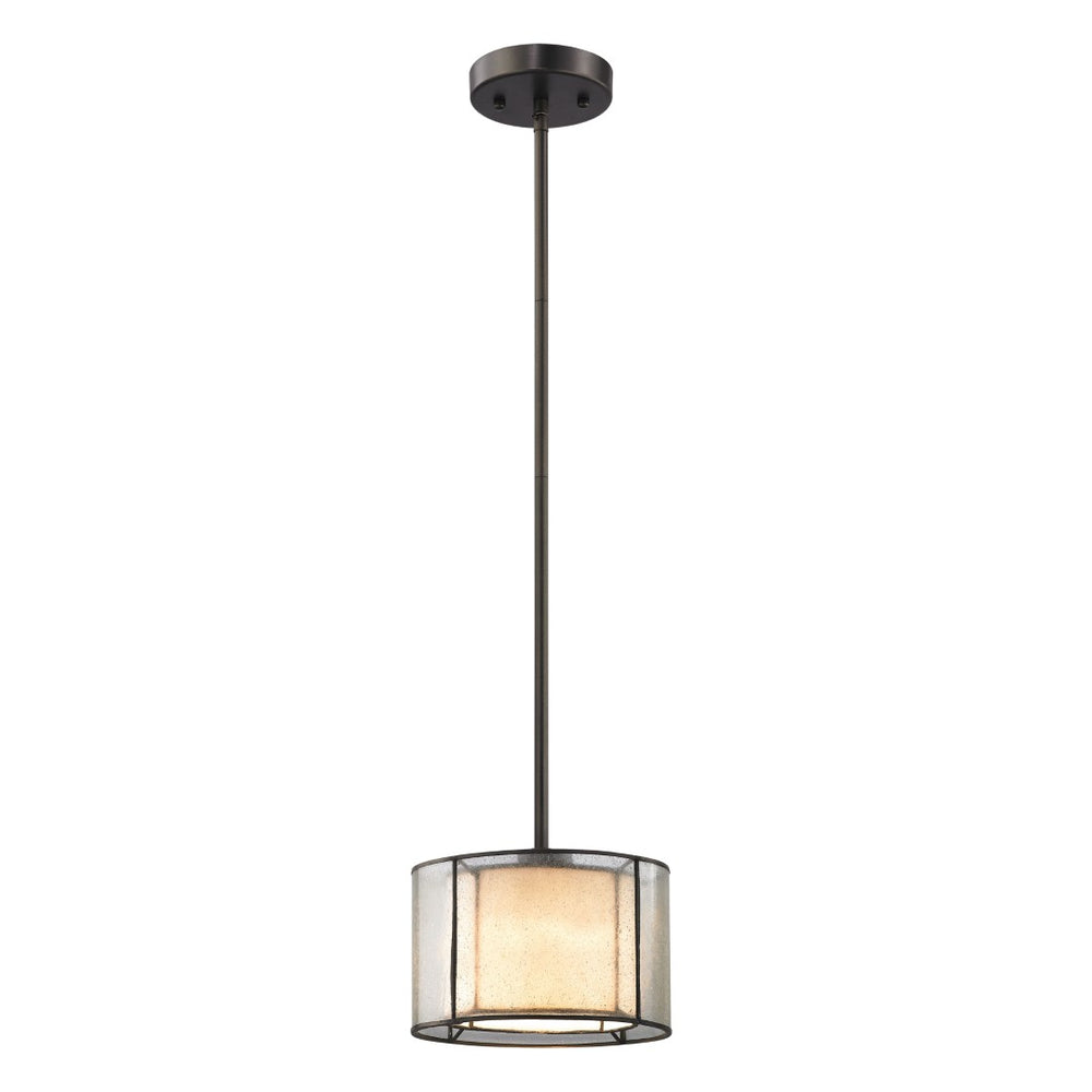 Atlas Mirage 8" Wide Mini Pendant Light – Tiffany Bronze, Elegant Pendant with Textured Glass Shade Design CL11640-BZ