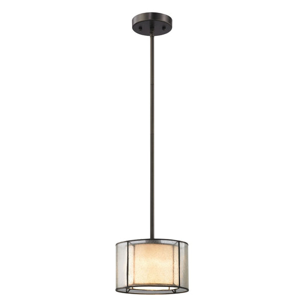 Atlas Mirage 8" Wide Mini Pendant Light – Tiffany Bronze, Elegant Pendant with Textured Glass Shade Design CL11640-BZ