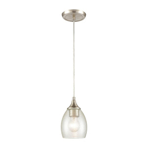 Atlas Miranda 5'' Wide Mini Pendant Light - Modern Satin Nickel with Seeded Bubble Glass Shade, Elegant Design CL11641-NK