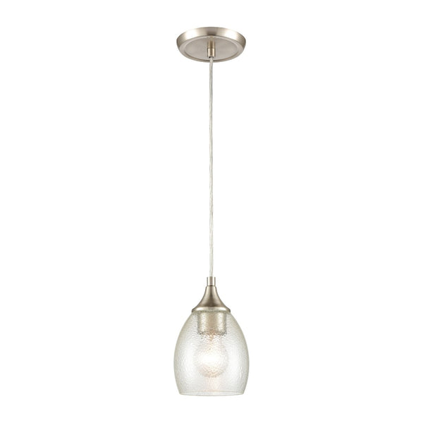 Atlas Miranda 5'' Wide Mini Pendant Light - Modern Satin Nickel with Seeded Bubble Glass Shade, Elegant Design CL11641-NK