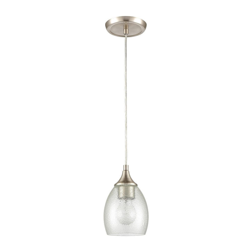 Atlas Miranda 5'' Wide Mini Pendant Light - Modern Satin Nickel with Seeded Bubble Glass Shade, Elegant Design CL11641-NK