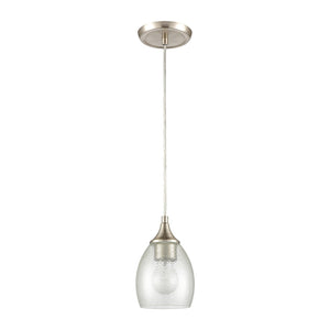 Atlas Miranda 5'' Wide Mini Pendant Light - Modern Satin Nickel with Seeded Bubble Glass Shade, Elegant Design CL11641-NK