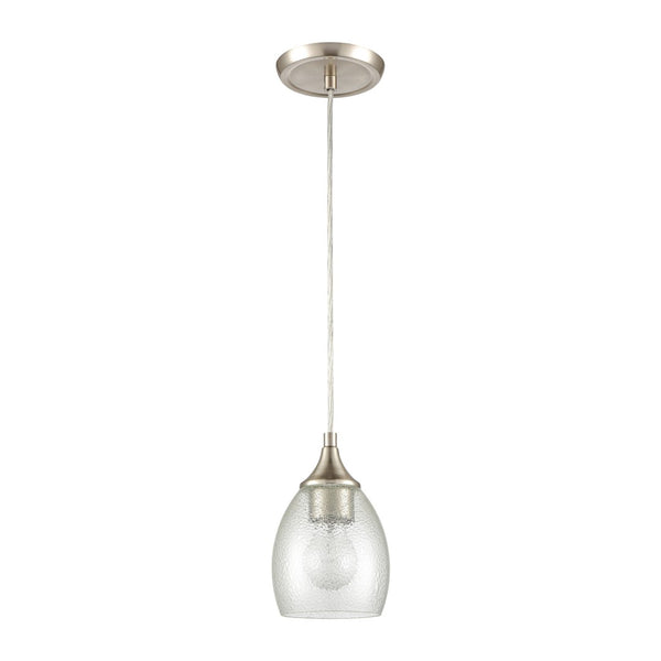 Atlas Miranda 5'' Wide Mini Pendant Light - Modern Satin Nickel with Seeded Bubble Glass Shade, Elegant Design CL11641-NK