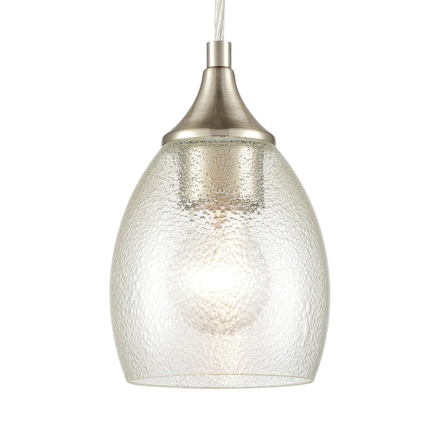 Atlas Miranda 5'' Wide Mini Pendant Light - Modern Satin Nickel with Seeded Bubble Glass Shade, Elegant Design CL11641-NK