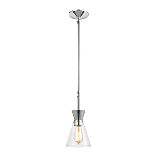 Atlas Modley 6-Inch Contemporary Mini Pendant Light - Elegant Clear Glass Shade for Modern Spaces Polished Chrome CL11642-CH