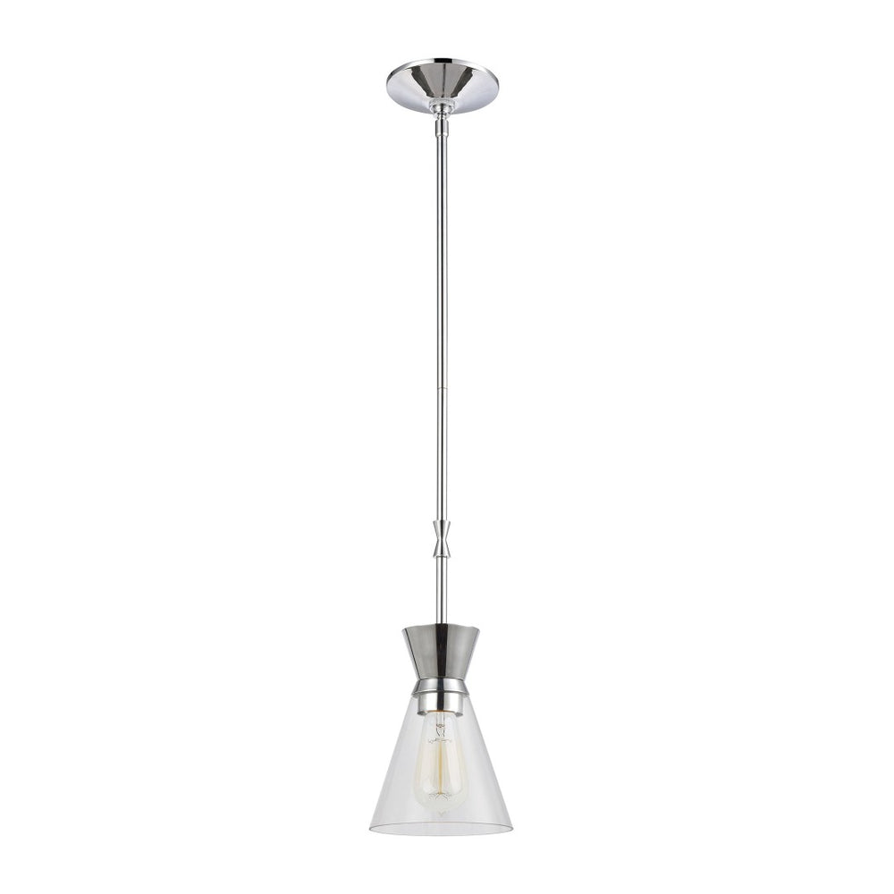 Atlas Modley 6-Inch Contemporary Mini Pendant Light - Elegant Clear Glass Shade for Modern Spaces Polished Chrome CL11642-CH