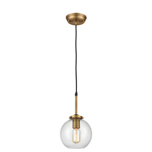 Atlas Mountain Creek 7'' Wide 1-Light Mini Pendant – Vintage Aged Brass & Mouth-Blown Glass Accent Light CL11645-BS