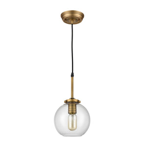 Atlas Mountain Creek 7'' Wide 1-Light Mini Pendant – Vintage Aged Brass & Mouth-Blown Glass Accent Light CL11645-BS