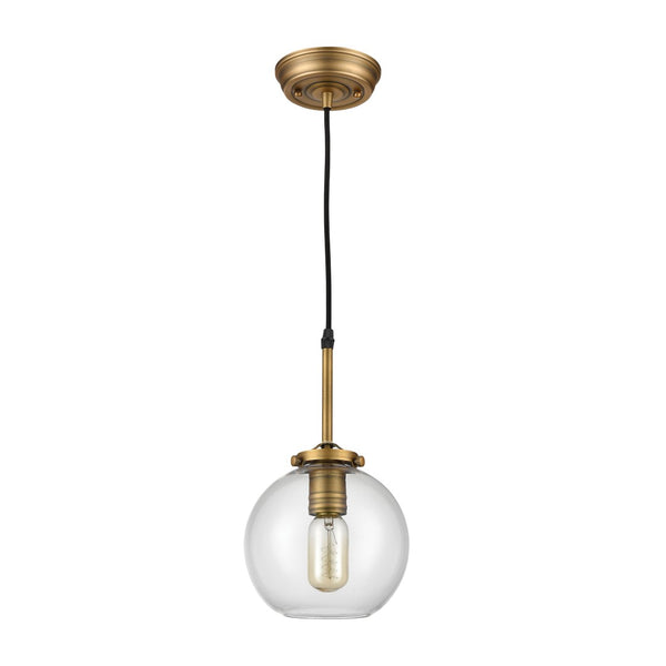 Atlas Mountain Creek 7'' Wide 1-Light Mini Pendant – Vintage Aged Brass & Mouth-Blown Glass Accent Light CL11645-BS