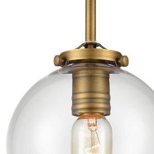 Atlas Mountain Creek 7'' Wide 1-Light Mini Pendant – Vintage Aged Brass & Mouth-Blown Glass Accent Light CL11645-BS